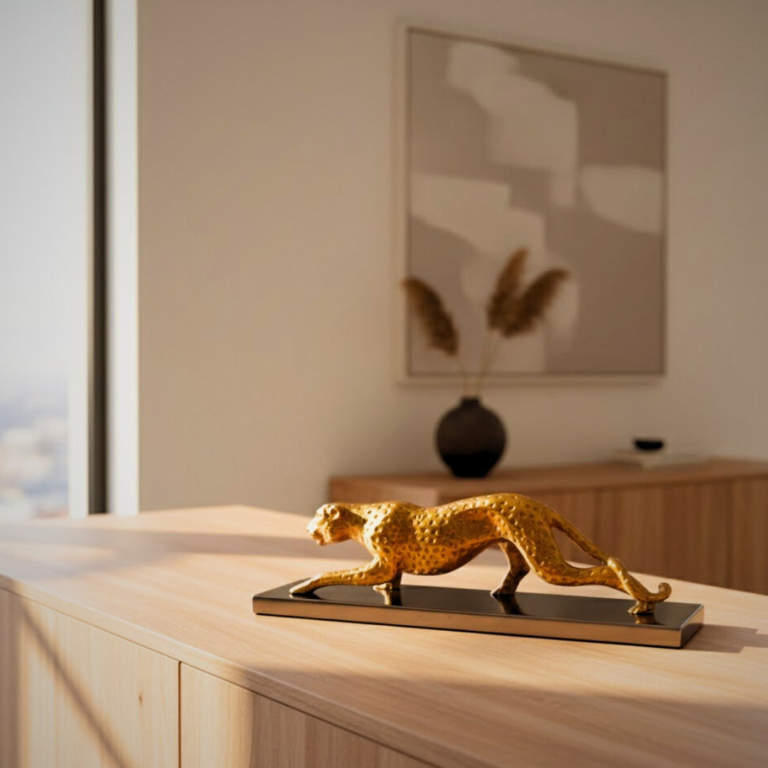 Elegancka Figura Dekoracyjna Lampart Złoty 42cm Glamour Loft Prezent