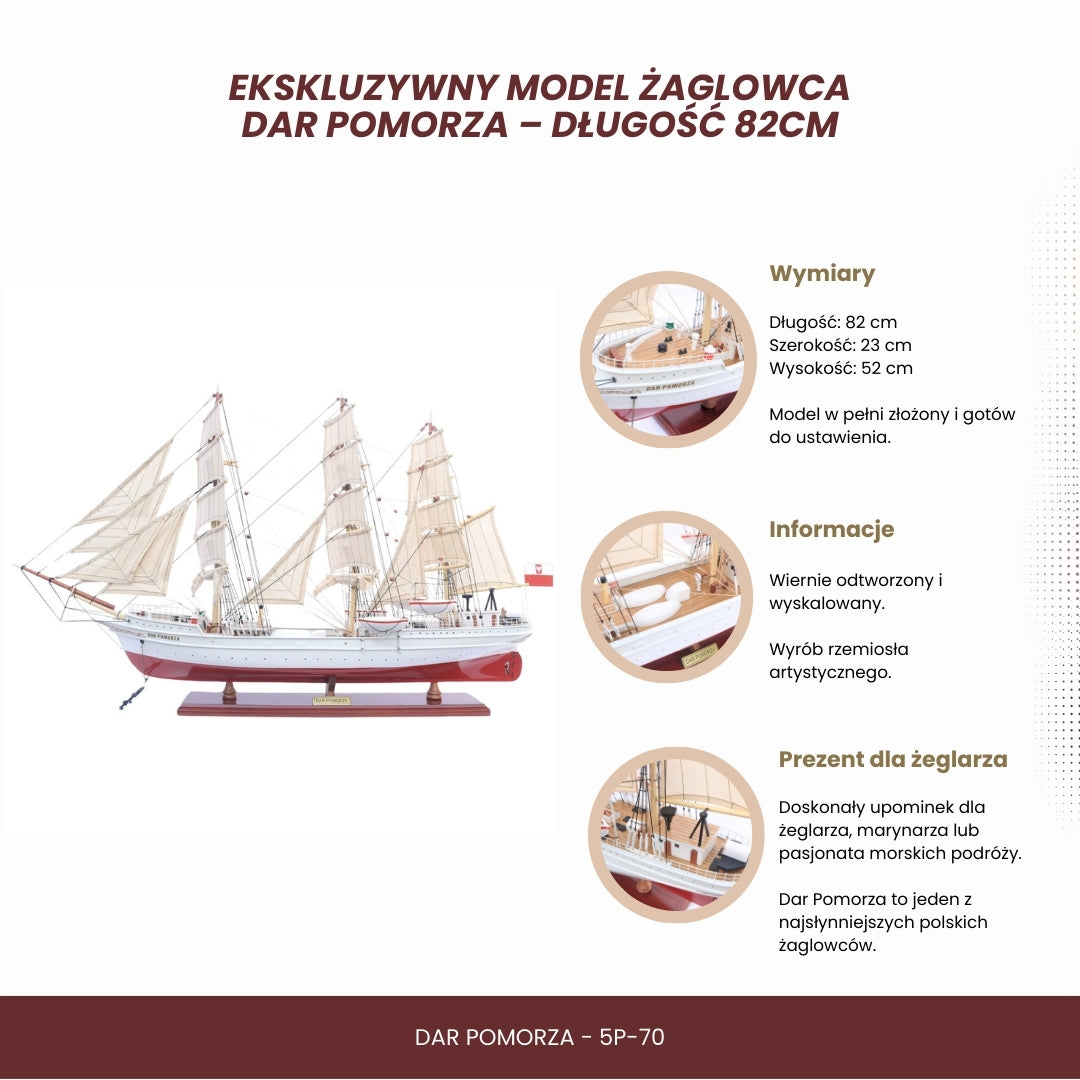 Αποκλειστικό μοντέλο ιστιοφόρου Dar Pomorza 82 cm με δυνατότητα εξατομίκευσης με χάραξη
