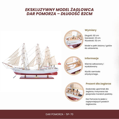 Αποκλειστικό μοντέλο ιστιοφόρου Dar Pomorza 82 cm με δυνατότητα εξατομίκευσης με χάραξη