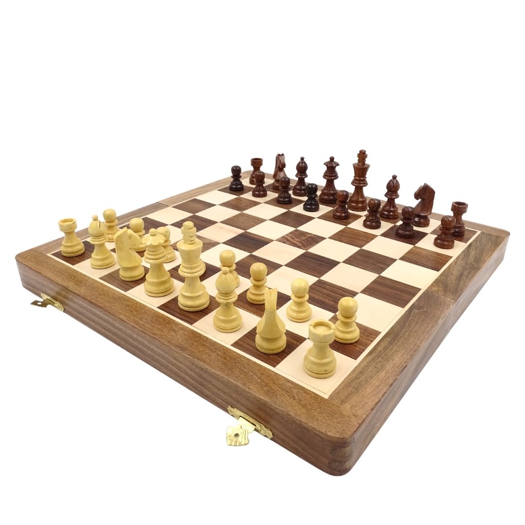 Drewniane Szachy 40×40 cm– niewielka wada – Składana Szachownica - G114
