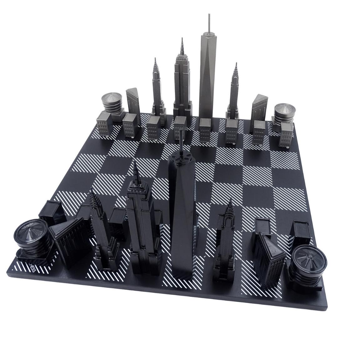 Designerskie Szachy Skyline New York ze stali nierdzewnej – NY