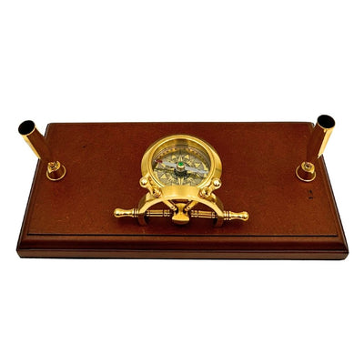 Marynistyczny Zestaw Biurkowy – Koło Sterowe, Kompas, Uchwyty na Długopisy – TT019