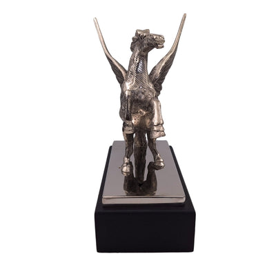 Pegaz - figurka dekoracyjna aluminiowa na podstawie stalowo-drewnianej - NI9935