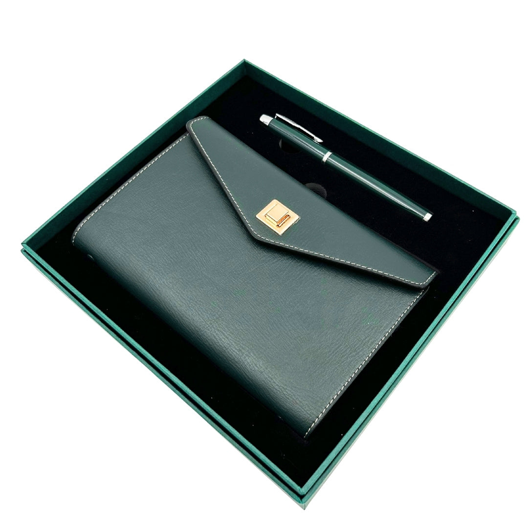 Elegancki Zestaw Upominkowy - Notes Skórzany z Długopisem w Pudełku Prezentowym – Premium – EE8
