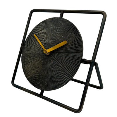Elegancki Metalowy Zegar Okrągły 20 cm Czarno-Złoty – 4126