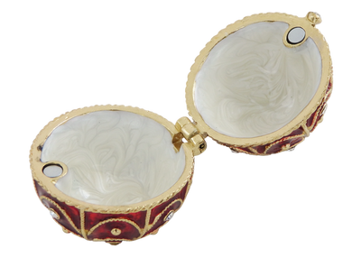 Ekskluzywna metalowa szkatułka z kryształkami - Jajo Fabergé - B0748-17 RD