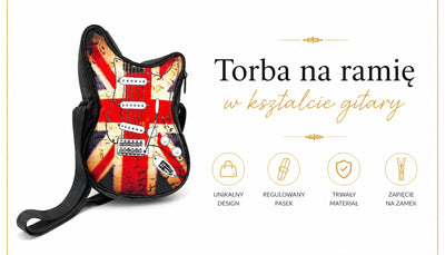 Torba na ramię w kształcie gitary – flaga brytyjska – Prezent dla fana muzyki - RBG-008