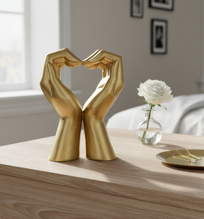 Złota Figurka Dekoracyjna Glamour – Serce z Dłoni 
- 44190FJ