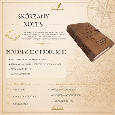 Notes skórzany Retro z Inskrypcją 200 stron - AH04