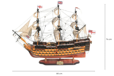 Model Żaglowca HMS Victory 80cm Złożony z Możliwością Personalizacji Grawerem - Ekskluzywna Dekoracja na Prezent, Ręcznie Wykonany z Drewna Egzotycznego, Wysoka Jakość i Dbałość o Szczegóły