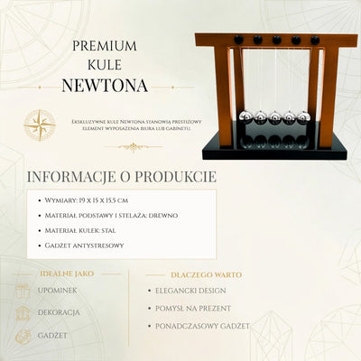 Eleganckie Kule Newtona Premium Duże na Drewnianej Podstawie - YG1300F