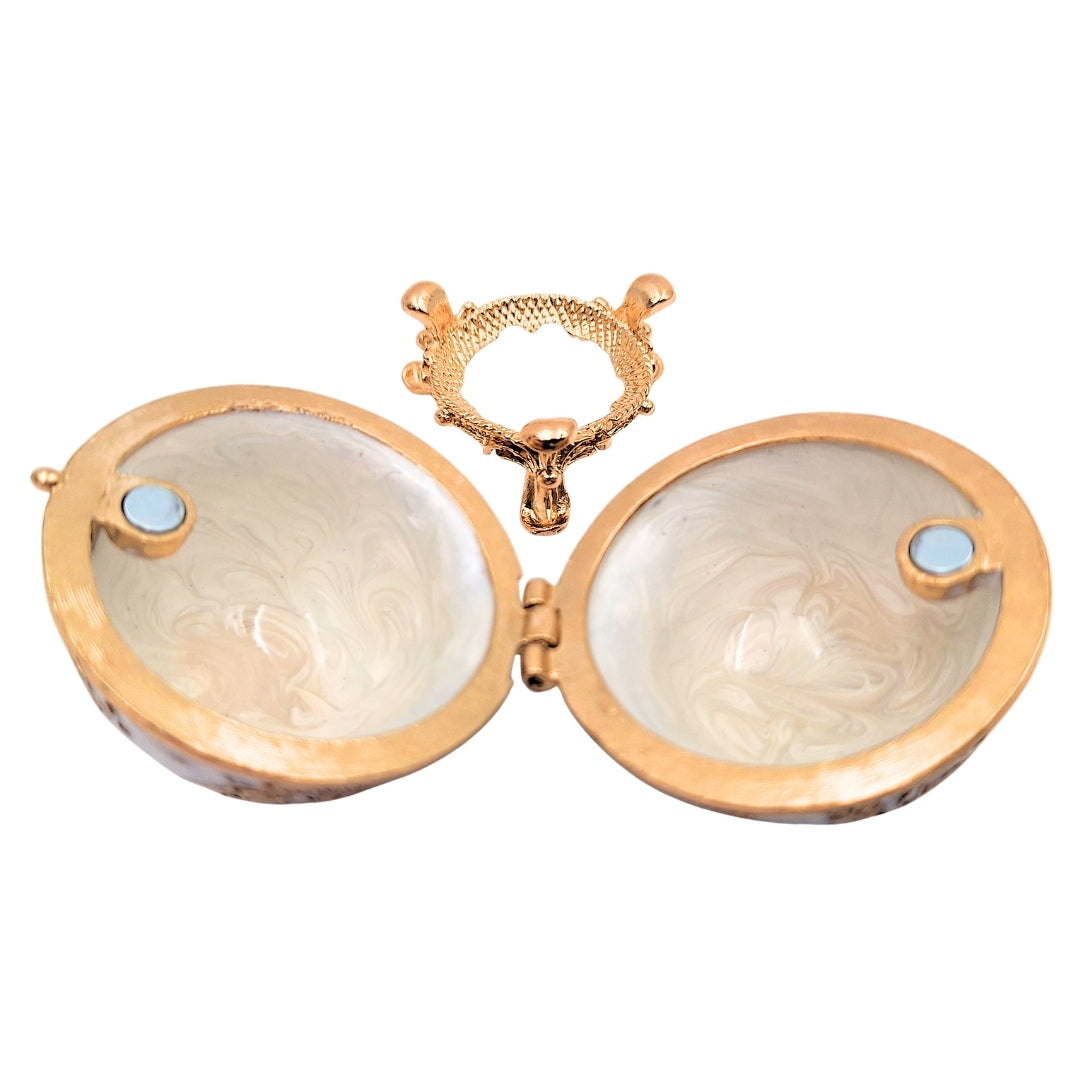 Ekskluzywne Szkatułka Jajo Fabergé Metalowa z Kryształkami - B0794-00