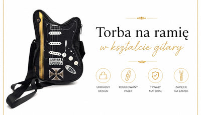 Torba na ramię w kształcie gitary z krzyżem maltańskim – Prezent dla gitarzysty - RBG-005