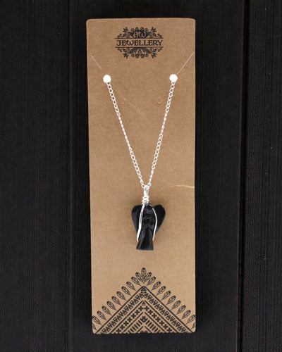 Guardian Noctis – Wisior Anioł Stróż z Czarnego Agatu