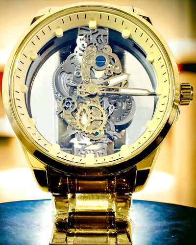 Ανδρικό Αθλητικό Ρολόι με Διπλής Όψης, Διαφανή Μηχανισμό Χαλαζία και Βραχιόλι από Αλουμίνιο – Ιδανικό για Δώρο. Προσωποποίηση με χάραξη