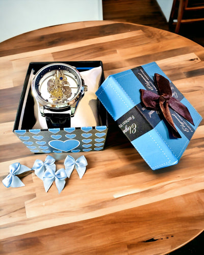 Ανδρικό Ρολόι Χαλαζία με Διαφανή Καντράν - Κλασική Κομψότητα σε Σύγχρονη Έκδοση μαύρο λουράκι. Προσωποποίηση με χάραξη