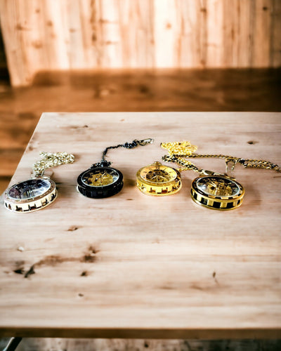 Ρολόι τσέπης παλαιικού τύπου – Μηχανικό, χρώμα σφυρήλατου χρυσού, αδιάβροχο, εξατομίκευση με χάραξη