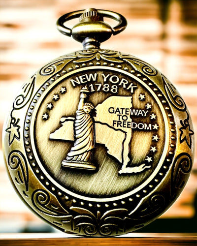 Ρετρό Τσέπης Κομπάς με Θέμα Νέας Υόρκης – Πολυλειτουργική, Κομψή Πυξίδα με Εικόνα του Αγάλματος της Ελευθερίας