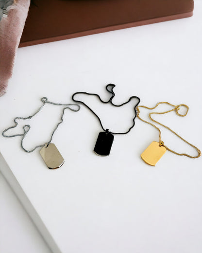 Κολιέ με Dog Tag "Τρεις Αποχρώσεις Στυλ" - Ταυτότητα - Κομψό Μενταγιόν από Ανοξείδωτο Ατσάλι με Δυνατότητα Χάραξης