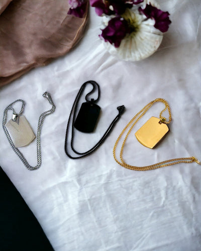 Κολιέ με Dog Tag "Τρεις Αποχρώσεις Στυλ" - Ταυτότητα - Κομψό Μενταγιόν από Ανοξείδωτο Ατσάλι με Δυνατότητα Χάραξης