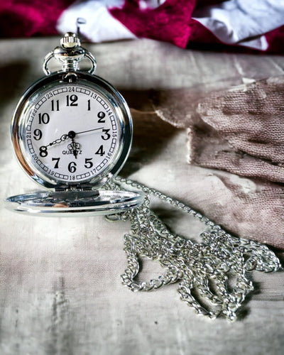 Κλασικό Ασημένιο Ρολόι Τσέπης με Δυνατότητα Χαράγματος