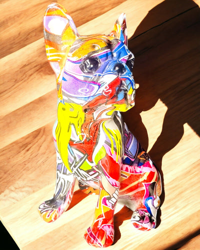 Χειροποίητο Αγαλματίδιο Γαλλικού Μπουλντόγκ σε Στυλ Street Art με Δυνατότητα Χαρακτικής