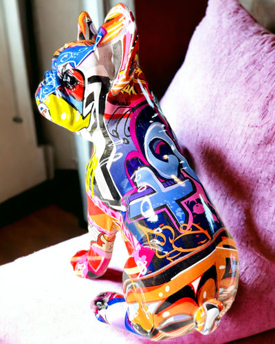 Χειροποίητο Αγαλματίδιο Γαλλικού Μπουλντόγκ σε Στυλ Street Art με Δυνατότητα Χαρακτικής