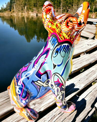 Χειροποίητο Αγαλματίδιο Γαλλικού Μπουλντόγκ σε Στυλ Street Art με Δυνατότητα Χαρακτικής