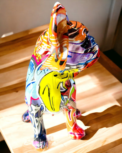 Χειροποίητο Αγαλματίδιο Γαλλικού Μπουλντόγκ σε Στυλ Street Art με Δυνατότητα Χαρακτικής