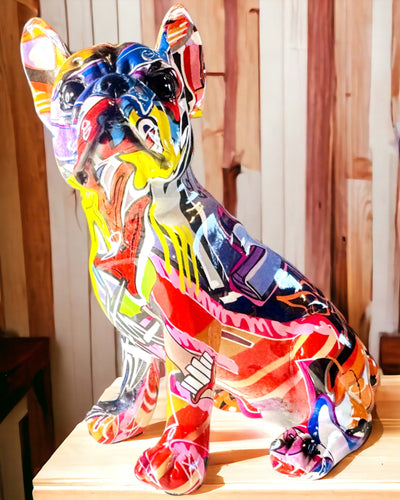 Χειροποίητο Αγαλματίδιο Γαλλικού Μπουλντόγκ σε Στυλ Street Art με Δυνατότητα Χαρακτικής