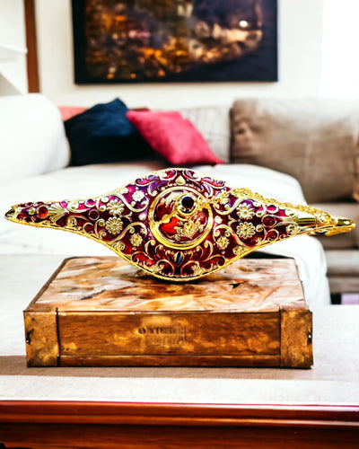 Μαγικό Λυχνάρι του Αλαντίν με Δυνατότητα Χαράγματος - Εκδοχή Μπορντό, διακοσμημένο με χρυσό