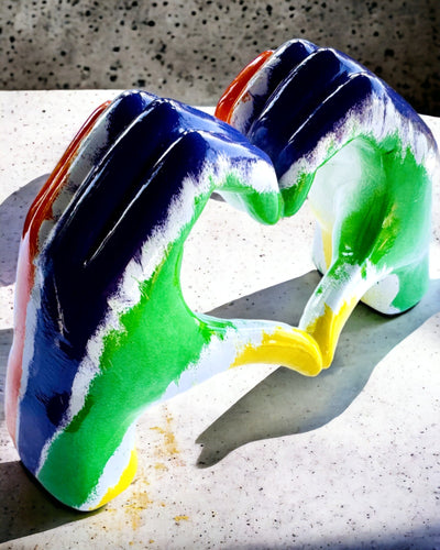 Πολύχρωμη Καρδιά Τρισδιάστατη - Διακοσμητικό Αγαλματίδιο από Ρητίνη με δυνατότητα εξατομίκευσης, για δώρο