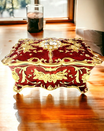 Κοσμηματοθήκη, Οργανωτής Κοσμημάτων σε Vintage Στυλ – Μεταλλικό Κουτί Θησαυρού με Διακοσμητικά Στοιχεία