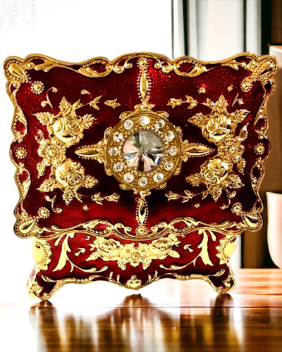 Κοσμηματοθήκη, Οργανωτής Κοσμημάτων σε Vintage Στυλ – Μεταλλικό Κουτί Θησαυρού με Διακοσμητικά Στοιχεία