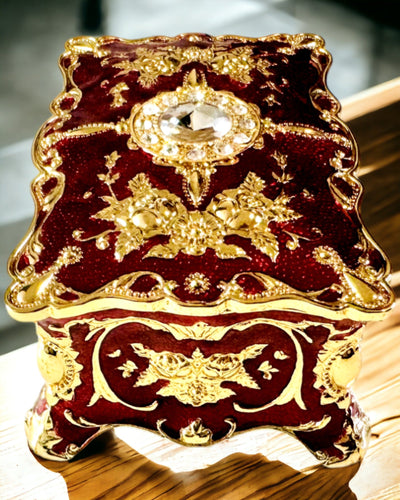 Κοσμηματοθήκη, Οργανωτής Κοσμημάτων σε Vintage Στυλ – Μεταλλικό Κουτί Θησαυρού με Διακοσμητικά Στοιχεία