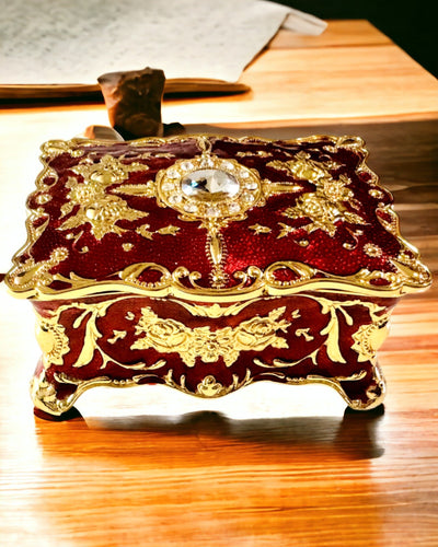 Κοσμηματοθήκη, Οργανωτής Κοσμημάτων σε Vintage Στυλ – Μεταλλικό Κουτί Θησαυρού με Διακοσμητικά Στοιχεία