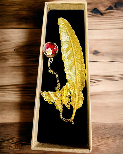 Δημιουργικός Μεταλλικός σελιδοδείκτης Βιβλίου Ρετρό Σελιδοδείκτης Vintage - Φτερό και Πεταλούδα σε Μπαρόκ Στυλ