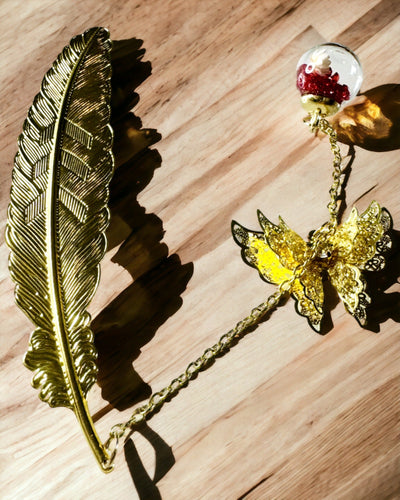 Δημιουργικός Μεταλλικός σελιδοδείκτης Βιβλίου Ρετρό Σελιδοδείκτης Vintage - Φτερό και Πεταλούδα σε Μπαρόκ Στυλ