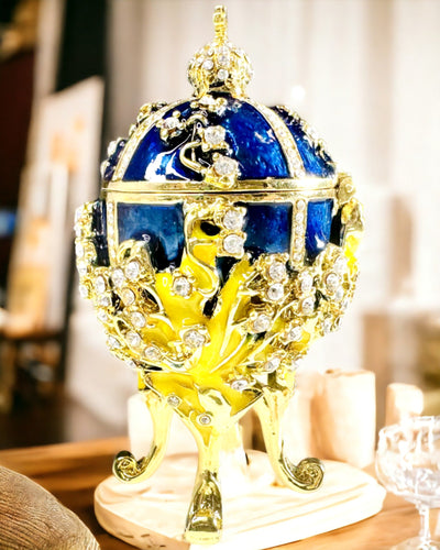Κουτί Κοσμημάτων 'Αυγό του Τσάρου' Faberge – Στυλ Vintage, Διακοσμητικό Δοχείο για Αξεσουάρ