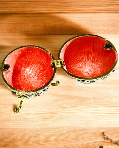 Αποκλειστικό Αυγό Faberge - σκούρο μπλε χρώμα – Διακοσμητικό Κουτί Κοσμημάτων από Σμάλτο