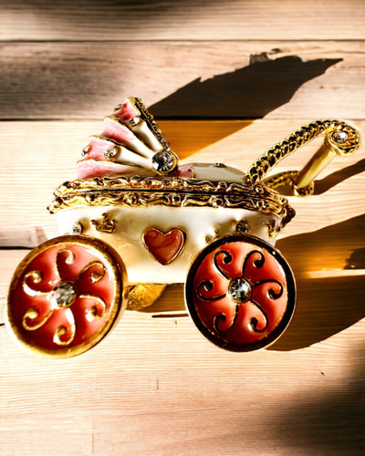 Μικρό Παραμυθένιο Καρότσι για κοσμήματα, θησαυρούς - Βασιλική Κομψότητα, εξατομίκευση με χάραξη