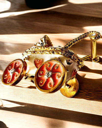 Μικρό Παραμυθένιο Καρότσι για κοσμήματα, θησαυρούς - Βασιλική Κομψότητα, εξατομίκευση με χάραξη