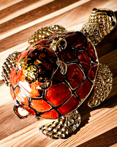 Κουτί "Οικογένεια Χελωνών" - χρώμα πορτοκαλί, εξατομίκευση με χάραξη