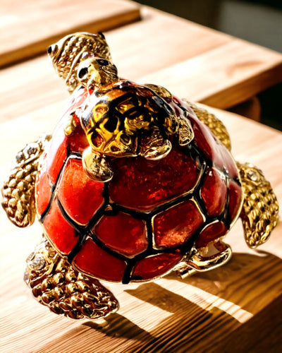 Κουτί "Οικογένεια Χελωνών" - χρώμα πορτοκαλί, εξατομίκευση με χάραξη