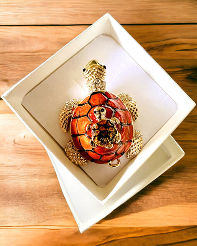 Κουτί "Οικογένεια Χελωνών" - χρώμα πορτοκαλί, εξατομίκευση με χάραξη