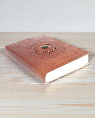 Umbra Mandala – Skórzany Notatnik z Czarnym Onyksem