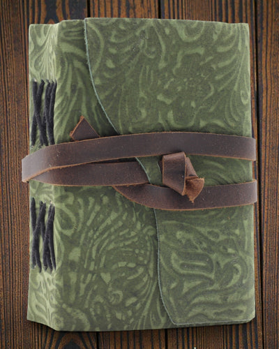 Πράσινος Λαβύρινθος παλαιικού ύφους – δερμάτινο σημειωματάριο με παλαιωμένες σελίδες 12,7 × 8,9 cm