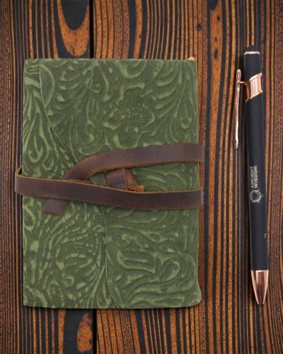 Πράσινος Λαβύρινθος παλαιικού ύφους – δερμάτινο σημειωματάριο με παλαιωμένες σελίδες 12,7 × 8,9 cm