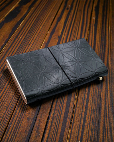 Χειροποίητο δερμάτινο σημειωματάριο - Άνθος της Ζωής - Πράσινο (80 σελίδων)