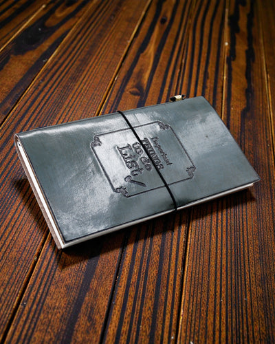 Σημαντικά πράγματα να κάνετε – φαιό δερμάτινο χειροποίητο σημειωματάριο 22 × 12 × 1,5 cm, 80 σελίδες